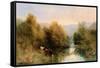 Cattle on the Dart in Autumn-William Widgery-Framed Stretched Canvas
