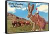 Cattle Punching in Wyoming-null-Framed Stretched Canvas