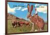 Cattle Punching on a Giant Jack Rabbit-null-Framed Art Print