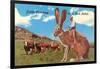 Cattle Punching on a Giant Jack Rabbit-null-Framed Art Print