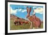 Cattle Punching on a Giant Jack Rabbit-null-Framed Premium Giclee Print