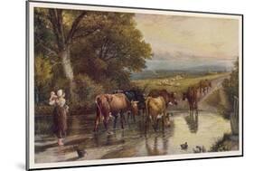 Cattle Returning to the Farm from Pasture-Birket Foster-Mounted Art Print