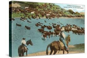 Cattle Round-Up, Montana-null-Stretched Canvas