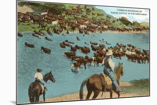 Cattle Round-Up, Montana-null-Mounted Art Print