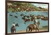 Cattle Round-Up, Montana-null-Framed Art Print