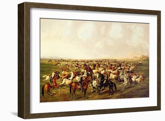 Cattle Roundup, C.1878 (Oil on Canvas)-James Walker-Framed Giclee Print
