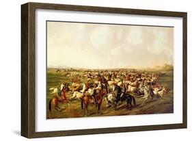 Cattle Roundup, C.1878 (Oil on Canvas)-James Walker-Framed Giclee Print