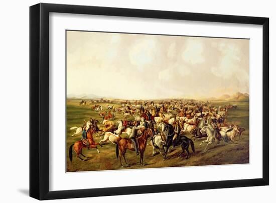 Cattle Roundup, C.1878 (Oil on Canvas)-James Walker-Framed Giclee Print