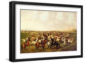 Cattle Roundup, C.1878 (Oil on Canvas)-James Walker-Framed Giclee Print