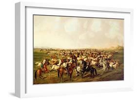 Cattle Roundup, C.1878 (Oil on Canvas)-James Walker-Framed Giclee Print