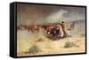 Cattle Stampede on the Range-null-Framed Stretched Canvas