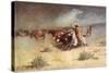 Cattle Stampede on the Range-null-Stretched Canvas