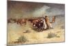 Cattle Stampede on the Range-null-Mounted Art Print
