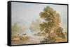 Cattle Watering at a River-John Glover-Framed Stretched Canvas