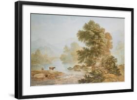 Cattle Watering at a River-John Glover-Framed Giclee Print