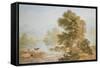 Cattle Watering at a River-John Glover-Framed Stretched Canvas