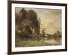 Cattle Watering by a Lake with a Chateau Beyond-Leon Bakst-Framed Giclee Print