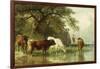 Cattle Watering in a River Landscape, 19th Century-Friedrich Voltz-Framed Giclee Print