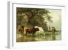 Cattle Watering in a River Landscape, 19th Century-Friedrich Voltz-Framed Giclee Print