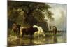 Cattle Watering in a River Landscape-Friedrich Johann Voltz-Mounted Giclee Print