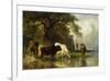 Cattle Watering in a River Landscape-Friedrich Johann Voltz-Framed Giclee Print