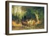 Cattle Watering in a Wooded Landscape-Friedrich Voltz-Framed Giclee Print