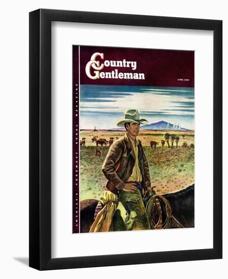 "Cattleman," Country Gentleman Cover, June 1, 1946-Peter Hurd-Framed Giclee Print