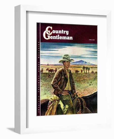 "Cattleman," Country Gentleman Cover, June 1, 1946-Peter Hurd-Framed Giclee Print