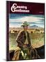 "Cattleman," Country Gentleman Cover, June 1, 1946-Peter Hurd-Mounted Giclee Print