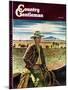 "Cattleman," Country Gentleman Cover, June 1, 1946-Peter Hurd-Mounted Giclee Print