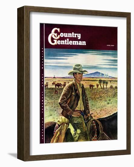 "Cattleman," Country Gentleman Cover, June 1, 1946-Peter Hurd-Framed Giclee Print