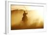 Cattleman Riding Quarter, Paint Horse at Sunset-null-Framed Photographic Print