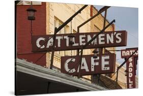 Cattlemen's Cafe Restaurant Sign, Oklahoma City, Oklahoma, USA-Walter Bibikow-Stretched Canvas