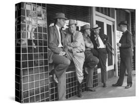 Cattlemen Standing in Front of a Cafe-Dmitri Kessel-Stretched Canvas