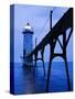 Catwalk to Door of Lighthouse-Walter Bibikow-Stretched Canvas