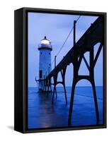 Catwalk to Door of Lighthouse-Walter Bibikow-Framed Stretched Canvas