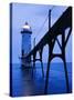 Catwalk to Door of Lighthouse-Walter Bibikow-Stretched Canvas