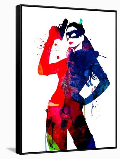 Catwoman Watercolor-Lana Feldman-Framed Stretched Canvas