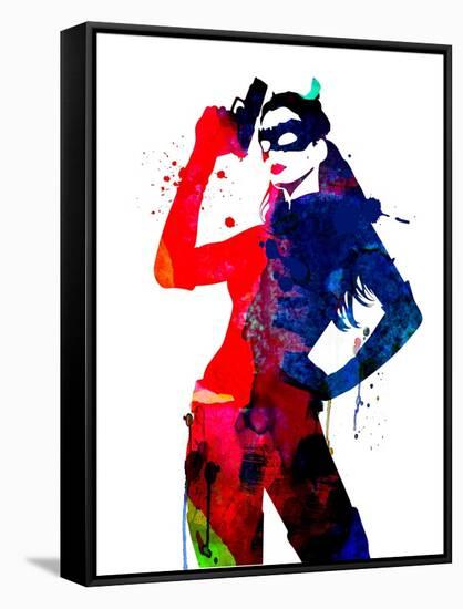 Catwoman Watercolor-Lana Feldman-Framed Stretched Canvas