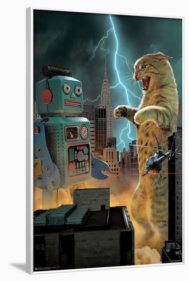 CATZILLA VS ROBOT-null-Framed Standard Poster