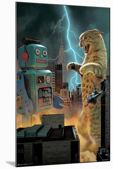CATZILLA VS ROBOT-null-Mounted Standard Poster