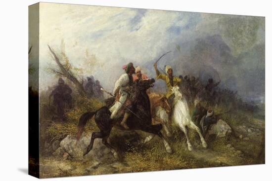 Caucasian Battle-Jozef Brandt-Stretched Canvas