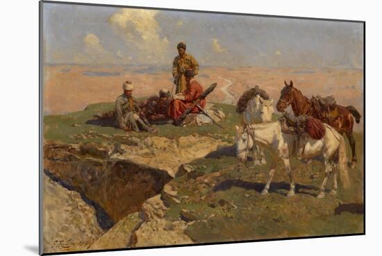 Caucasian Riders at Rest, 1917-Franz Roubaud-Mounted Giclee Print