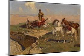 Caucasian Riders at Rest, 1917-Franz Roubaud-Mounted Giclee Print