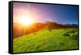 Caucasus Mountains in Georgia. Beautiful Landscape in Kazbeki Region in Georgia-goinyk-Framed Stretched Canvas