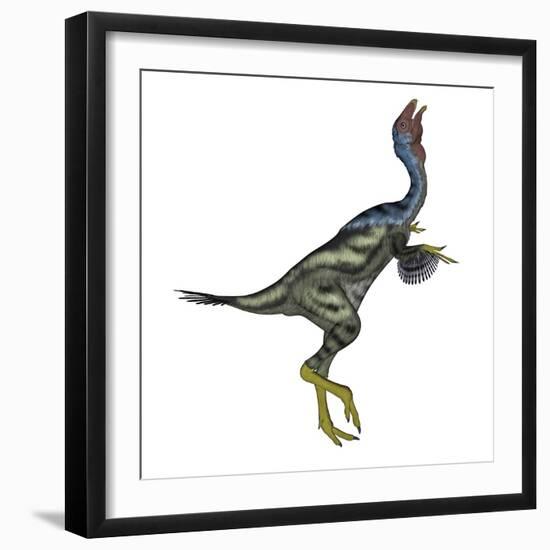 Caudipteryx Dinosaur with Head Up-Stocktrek Images-Framed Art Print