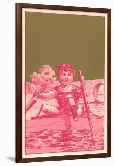 Caught a Crab, Distressed Rower-null-Framed Art Print