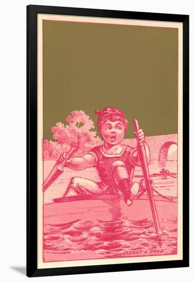 Caught a Crab, Distressed Rower-null-Framed Art Print