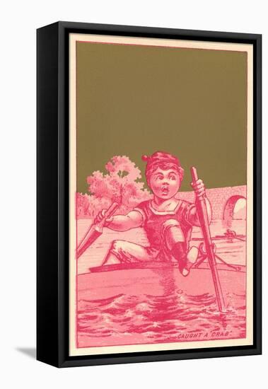 Caught a Crab, Distressed Rower-null-Framed Stretched Canvas