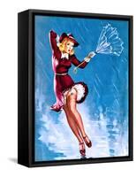 Caught in the Draft (What's Up) Pin-Up c1940s-Gil Elvgren-Framed Stretched Canvas